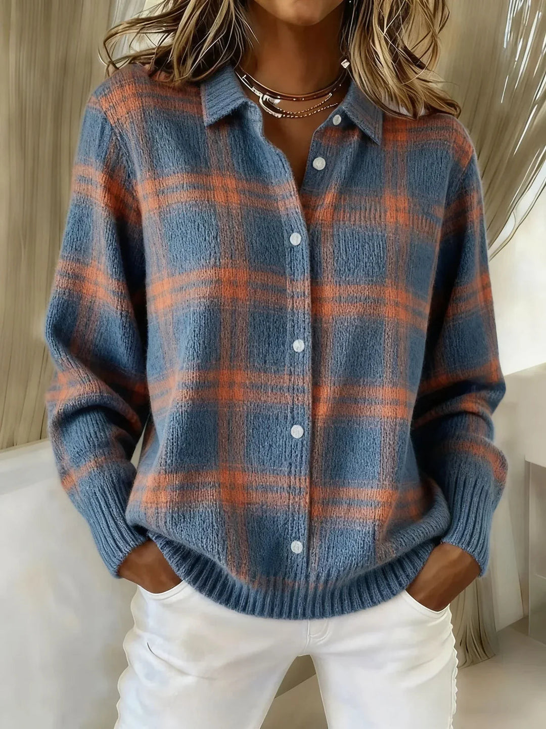 MARTA | Chaqueta de Punto de Cuadros