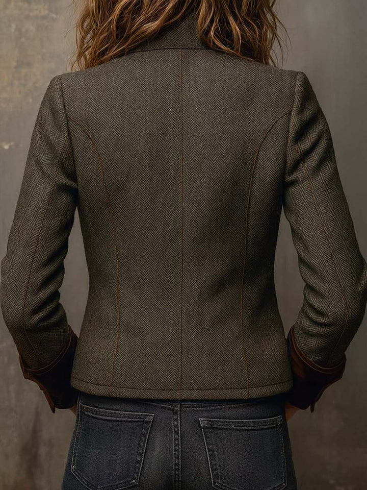 ÁNGELA | Blazer de Sarga con Ribete en Contraste