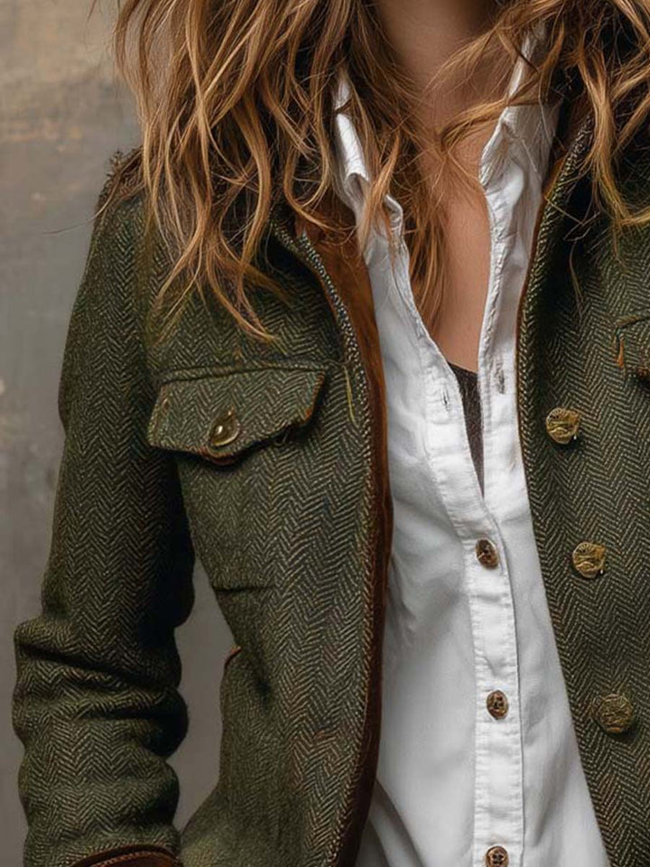ÁNGELA | Blazer de Sarga con Ribete en Contraste