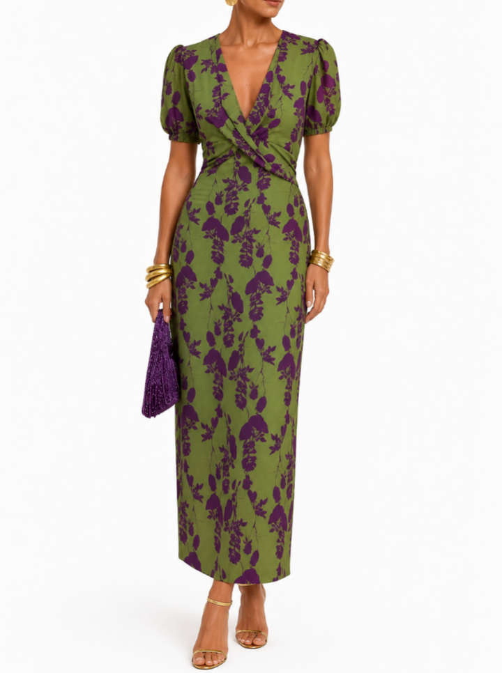 ERNESTINA | Vestido Largo Floral Verde