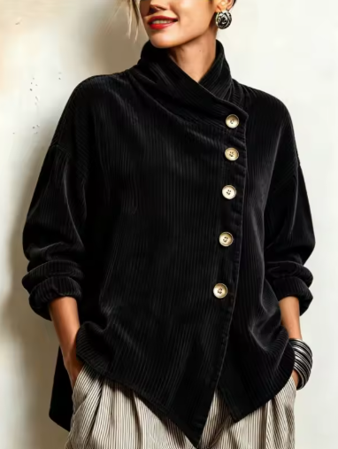 LUCÍA | Chaqueta Oversize con Cuello Alto Asimétrico