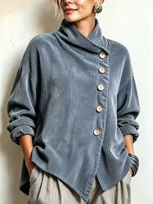 LUCÍA | Chaqueta Oversize con Cuello Alto Asimétrico