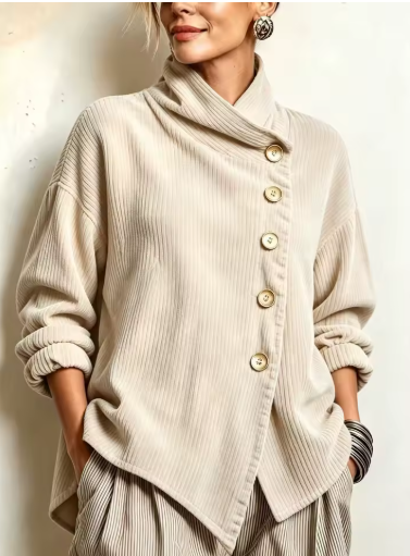 LUCÍA | Chaqueta Oversize con Cuello Alto Asimétrico