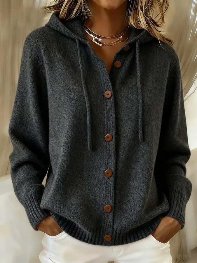 EMILIA | Chaqueta de Punto con Capucha y Botones