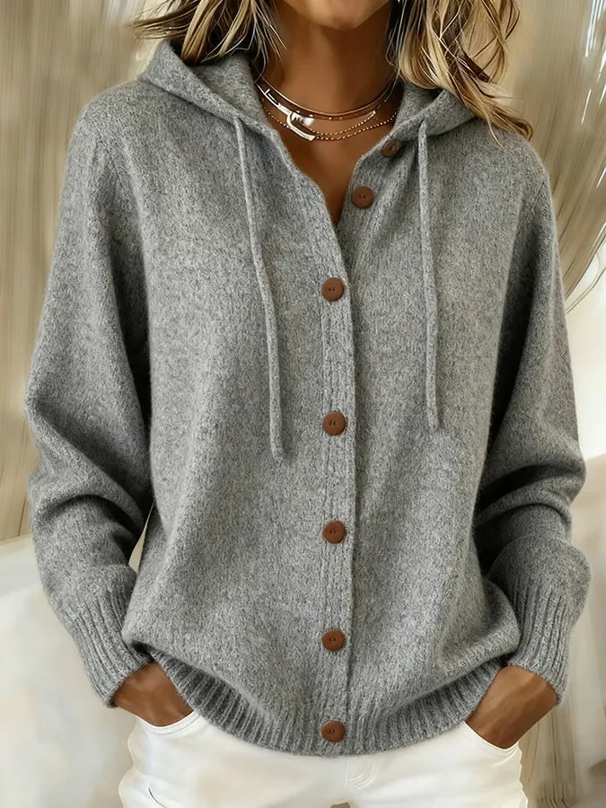 EMILIA | Chaqueta de Punto con Capucha y Botones