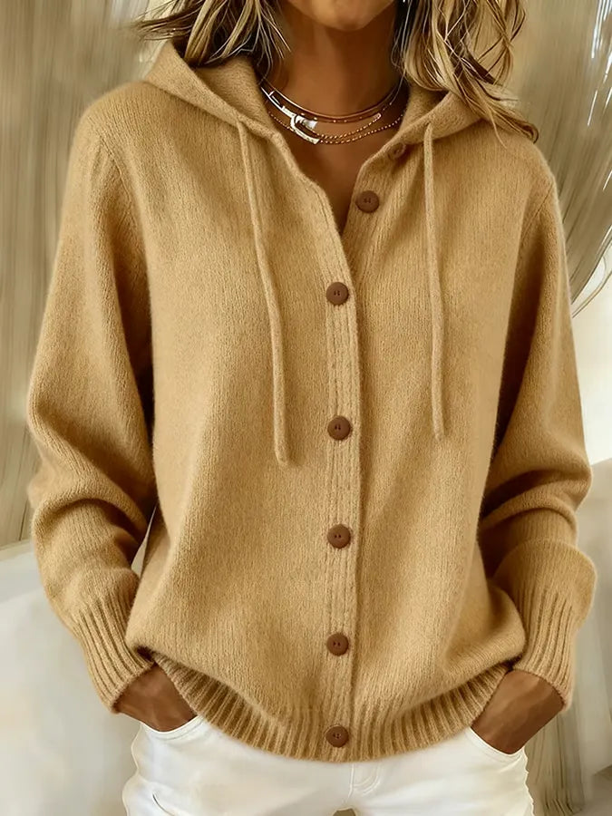 EMILIA | Chaqueta de Punto con Capucha y Botones