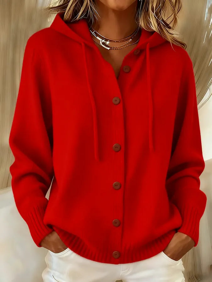 EMILIA | Chaqueta de Punto con Capucha y Botones