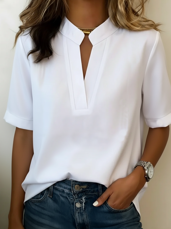ROSA | Blusa de cuello en V con detalle dorado
