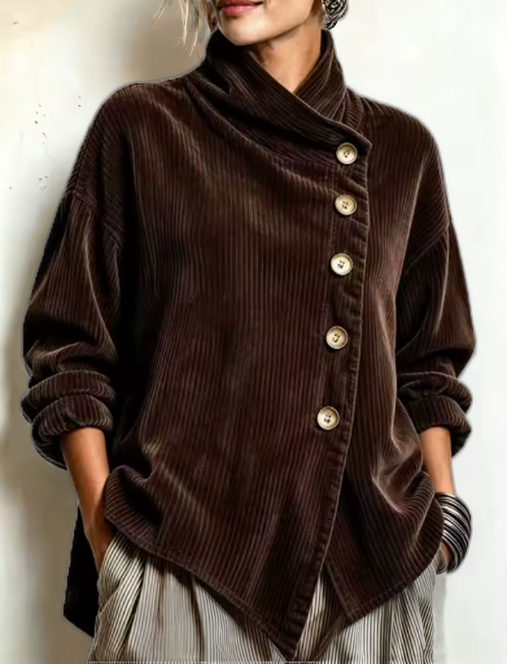 LUCÍA | Chaqueta Oversize con Cuello Alto Asimétrico
