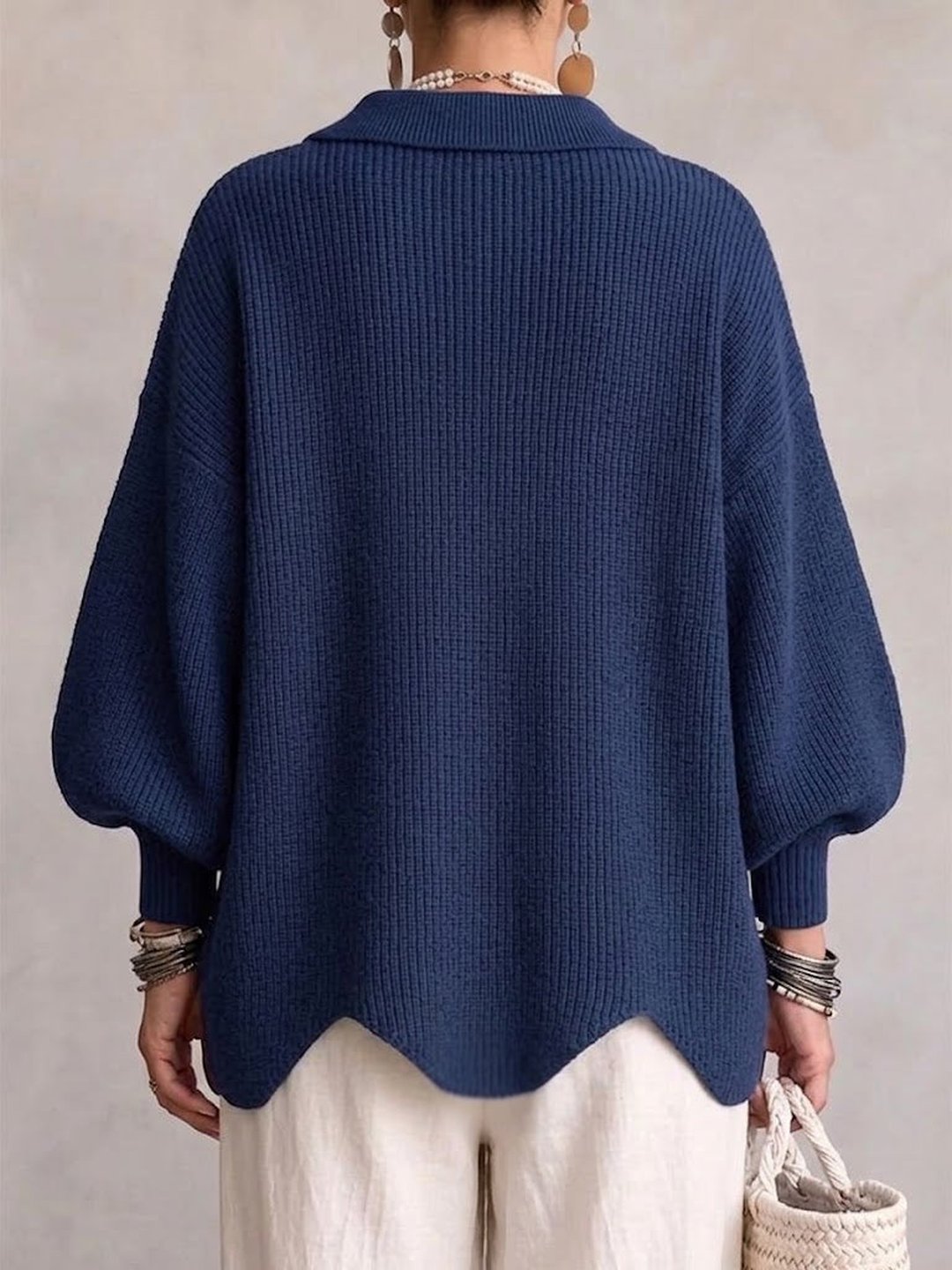 CAMILA | Cárdigan Oversize con Cuello y Botones Metálicos