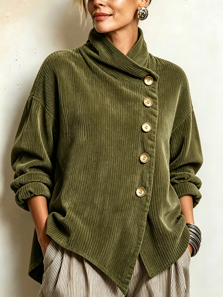 LUCÍA | Chaqueta Oversize con Cuello Alto Asimétrico