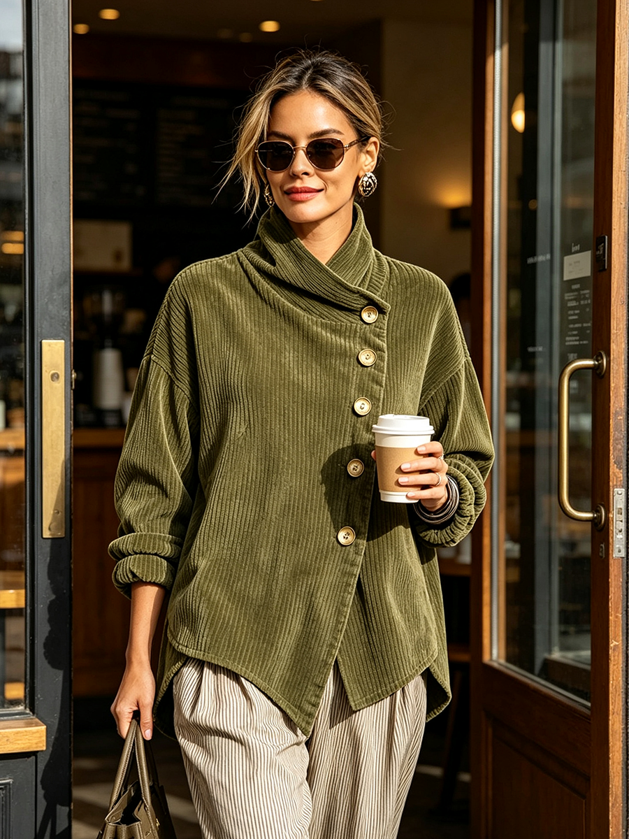 LUCÍA | Chaqueta Oversize con Cuello Alto Asimétrico