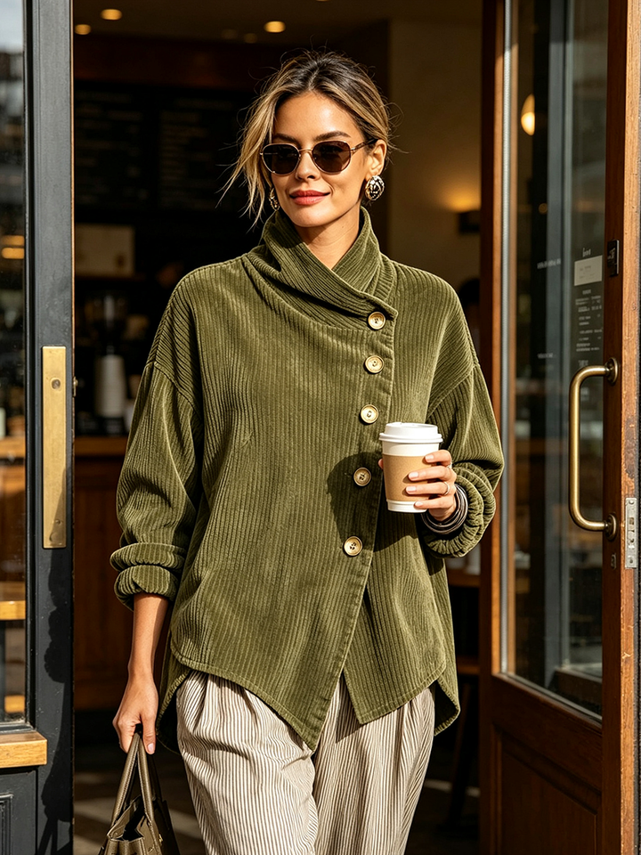 LUCÍA | Chaqueta Oversize con Cuello Alto Asimétrico